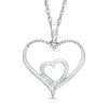 Thumbnail Image 1 of Previously Owned - 0.05 CT. T.W. Diamond Double Heart Pendant in Sterling Silver