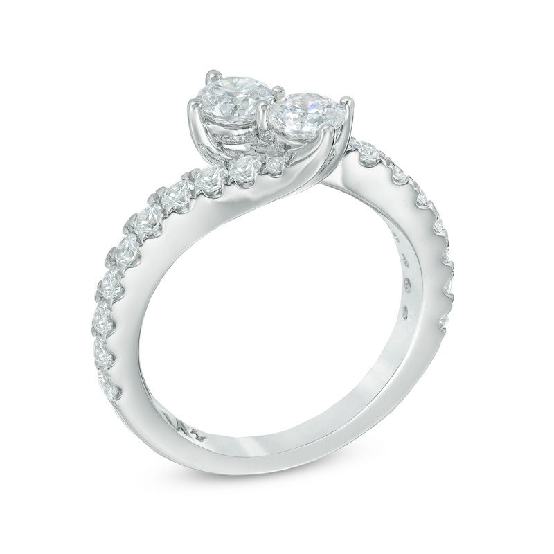 Main Image 2 of Previously Owned - Ever Us™ 1.00 CT. T.W. Two-Stone Diamond Ring in 14K White Gold