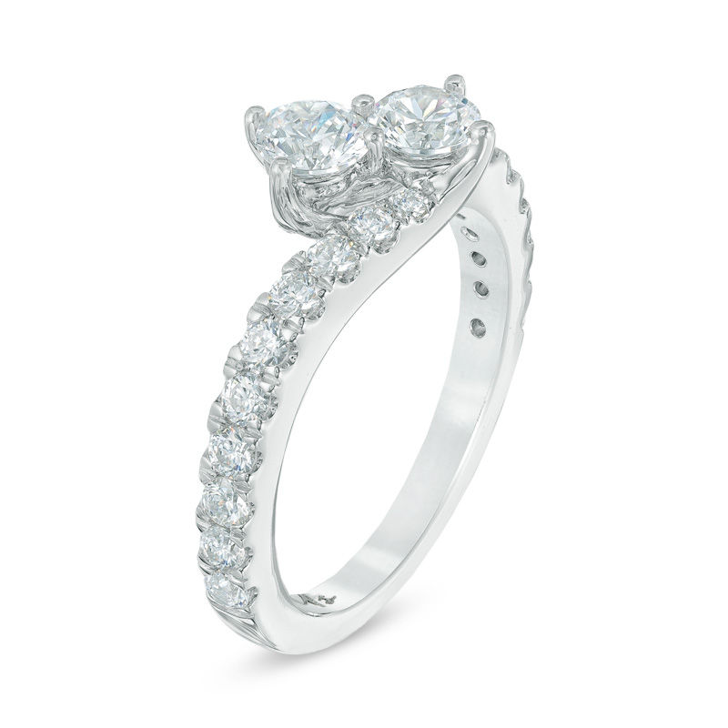 Main Image 3 of Previously Owned - Ever Us™ 1.00 CT. T.W. Two-Stone Diamond Ring in 14K White Gold