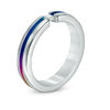 Thumbnail Image 2 of Previously Owned - Love and Pride™ 0.10 CT. Diamond Solitaire Rainbow Anniversary Band in Anodized Titanium