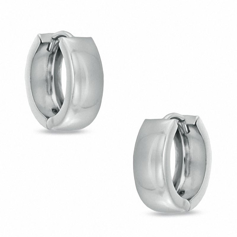 Previously Owned - Polished Huggie Hoop Earrings in 14K White Gold