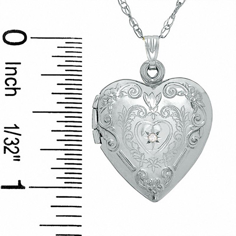 Previously Owned - Diamond Accent Floral Heart Locket in 10K White Gold