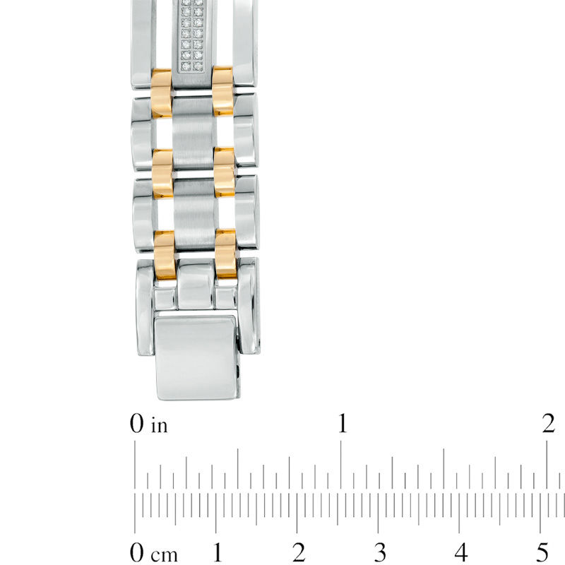 Previously Owned - Men's 0.28 CT. T.W. Diamond Link Bracelet in Stainless Steel and Yellow IP - 8.75"