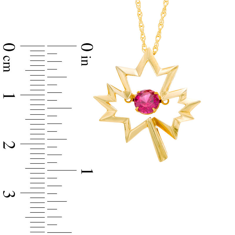 Previously Owned - Unstoppable Love™  5.0mm Lab-Created Ruby Maple Leaf Pendant in Sterling Silver with 14K Gold Plate