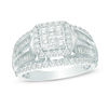 Thumbnail Image 1 of Previously Owned - 1.00 CT. T.W. Princess-Cut Composite Diamond Frame Engagement Ring in 10K White Gold