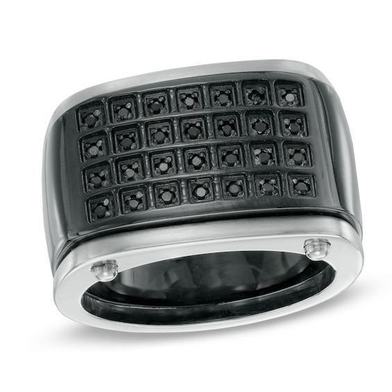 Previously Owned 019 CT Tw Black Diamond Band in Stainless Steel