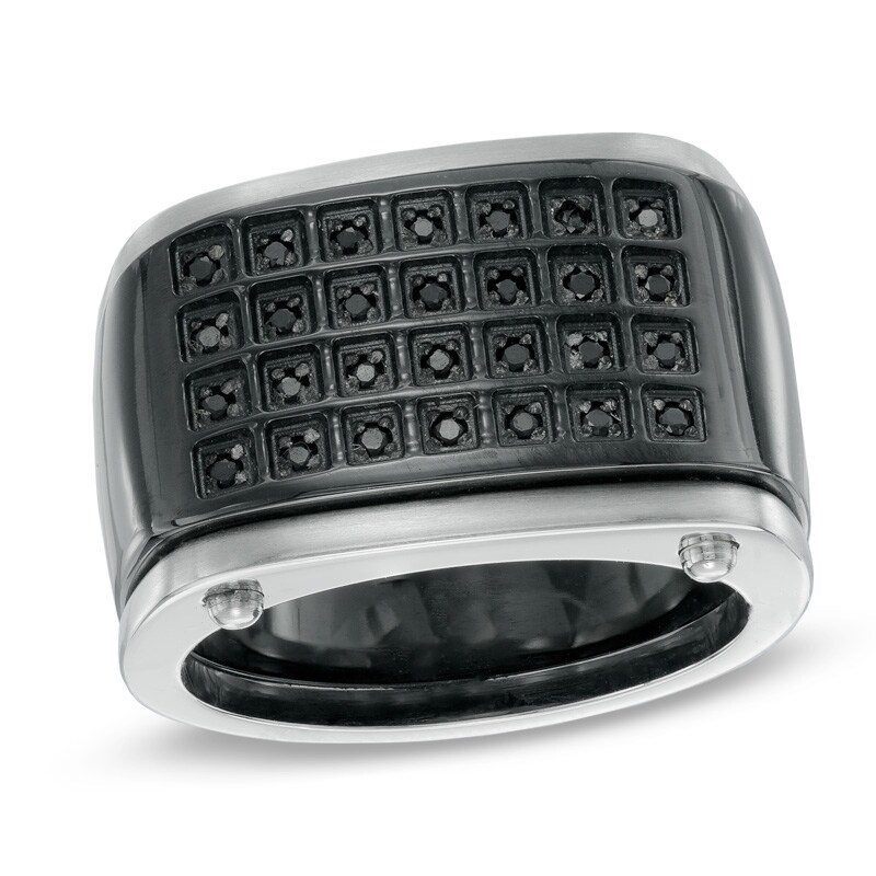 Previously Owned - 0.19 CT. T.W. Black Diamond Band in Stainless Steel with Black IP