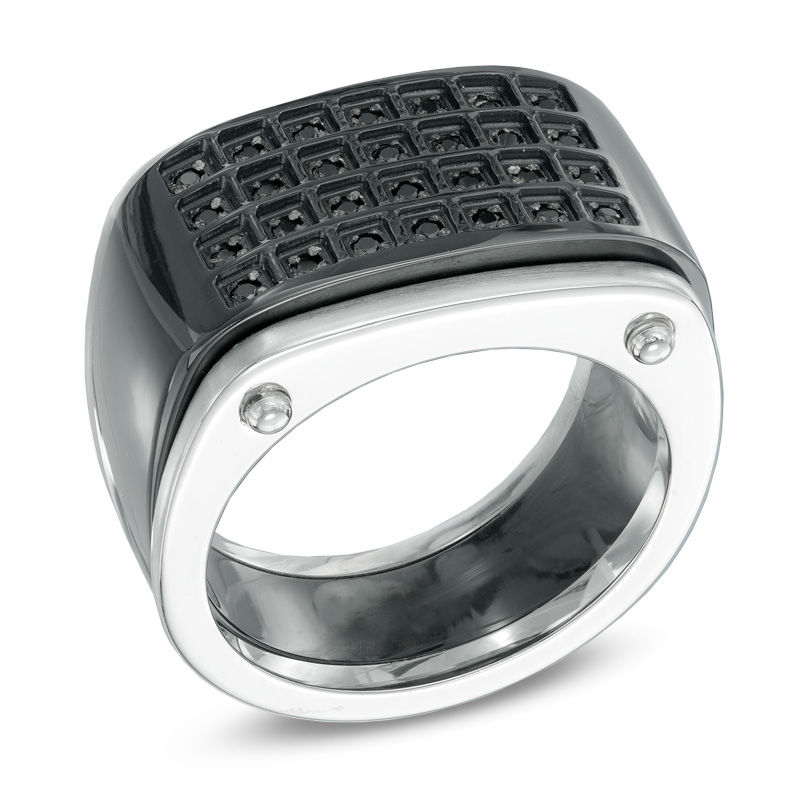 Previously Owned - 0.19 CT. T.W. Black Diamond Band in Stainless Steel with Black IP