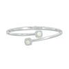 Previously Owned - 5.0mm Cushion-Cut Lab-Created Opal and White Sapphire Frame Bypass Bangle in Sterling Silver - 7.25"