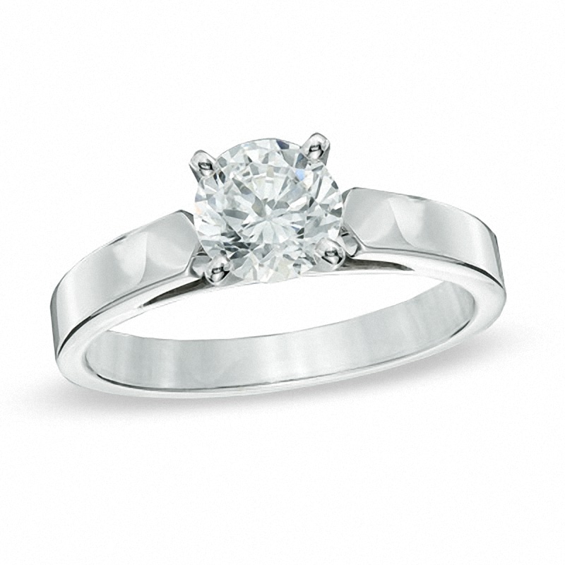 Previously Owned - 1.20 CT. Diamond Solitaire Crown Royal Engagement Ring in 14K White Gold (J/I2)