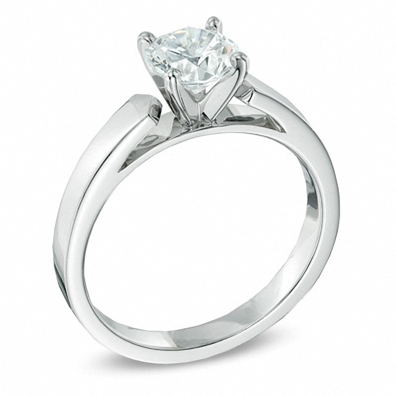 Previously Owned - 1.20 CT. Diamond Solitaire Crown Royal Engagement Ring in 14K White Gold (J/I2)