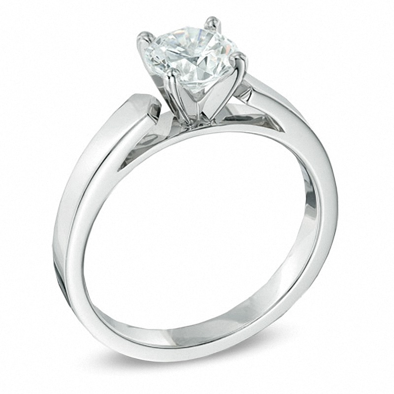 Main Image 2 of Previously Owned - 1.20 CT. Diamond Solitaire Crown Royal Engagement Ring in 14K White Gold (J/I2)