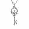 Previously Owned - Diamond Accent Claddagh Top Key Pendant in Sterling Silver
