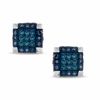 Thumbnail Image 0 of Previously Owned - 0.19 CT. T.W. Enhanced Blue Diamond Square Stud Earrings in 10K White Gold