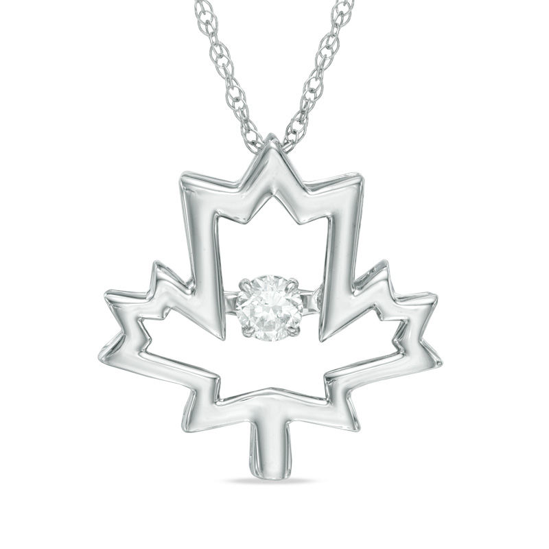 Previously Owned - Unstoppable Love™  0.10 CT.  Canadian Diamond Maple Leaf Pendant in 10K White Gold (I/I2)