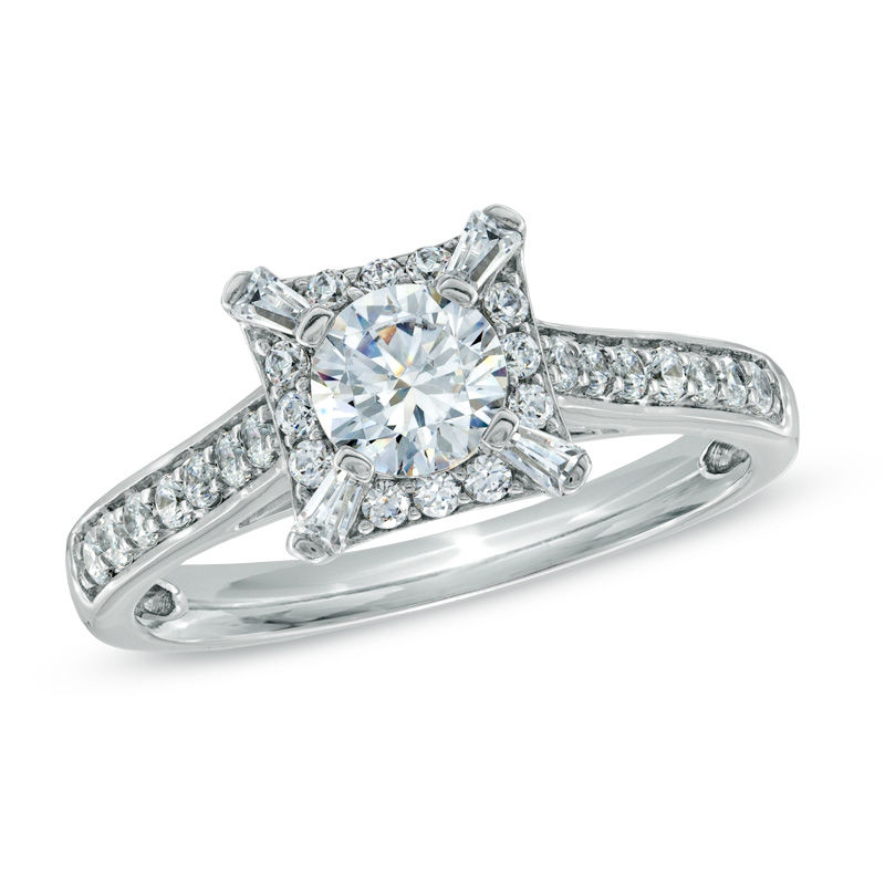 Previously Owned - Celebration Canadian Grand™ 0.82 CT. T.W. Diamond Frame Engagement Ring in 14K White Gold (I/I1)