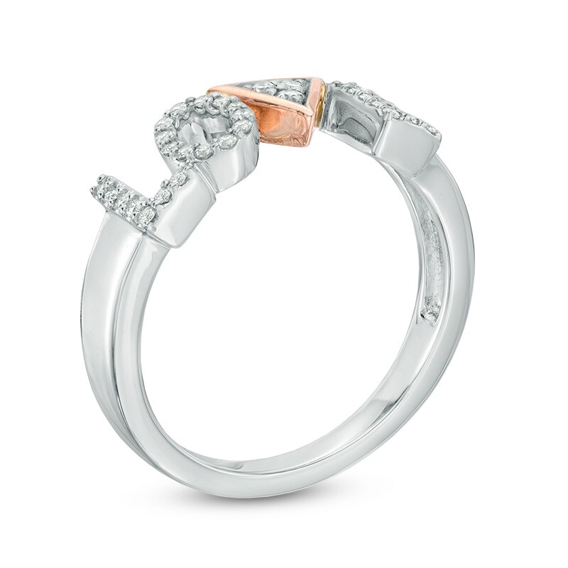 Previously Owned - Love and Pride™ 0.20 CT. T.W. Diamond "LOVE" Anniversary Ring in 10K Two-Tone Gold