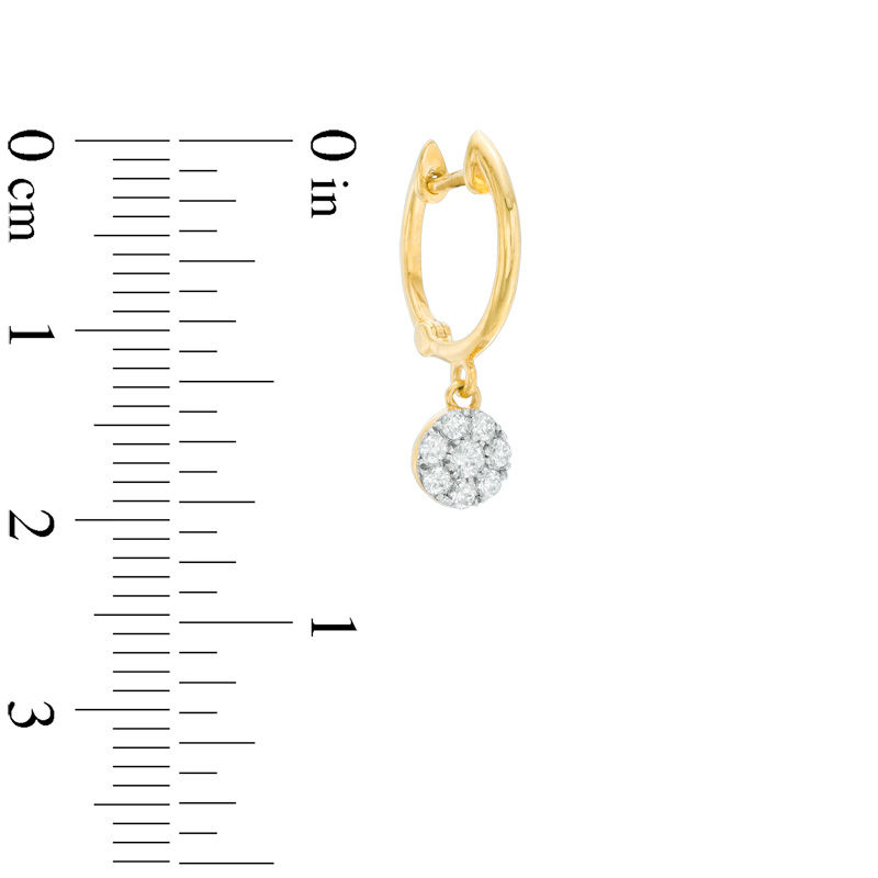 Main Image 2 of Previously Owned - 0.25 CT. T.W. Composite Diamond Drop Hoop Earrings in 10K Gold