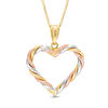 Previously Owned - Twisted Heart Outline Pendant in 10K Tri-Tone Gold
