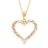 Thumbnail Image 0 of Previously Owned - Twisted Heart Outline Pendant in 10K Tri-Tone Gold