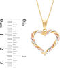 Previously Owned - Twisted Heart Outline Pendant in 10K Tri-Tone Gold