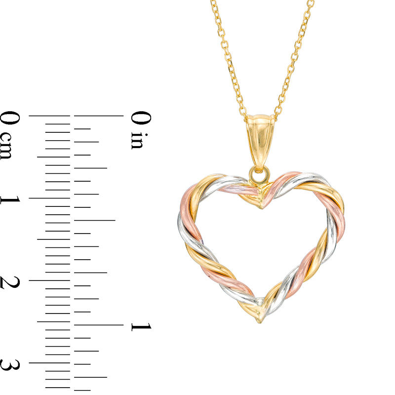 Previously Owned - Twisted Heart Outline Pendant in 10K Tri-Tone Gold