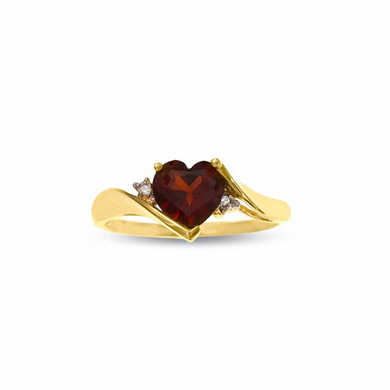 Previously Owned - Heart-Shaped Garnet and Diamond Accent Ring in 10K Gold