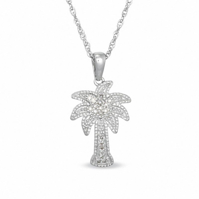 Previously Owned - Diamond Accent Palm Tree Pendant in Sterling Silver