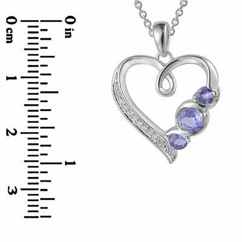 Previously Owned - Tanzanite and Diamond Accent Heart Pendant in Sterling Silver