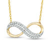 Thumbnail Image 1 of Previously Owned - 0.10 CT. T.W. Diamond Sideways Infinity Necklace in 10K Gold