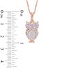 Previously Owned - Lab-Created Opal with Pink and White Sapphire Owl Pendant in Sterling Silver with 14K Rose Gold Plate