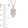 Thumbnail Image 1 of Previously Owned - Lab-Created Opal with Pink and White Sapphire Owl Pendant in Sterling Silver with 14K Rose Gold Plate