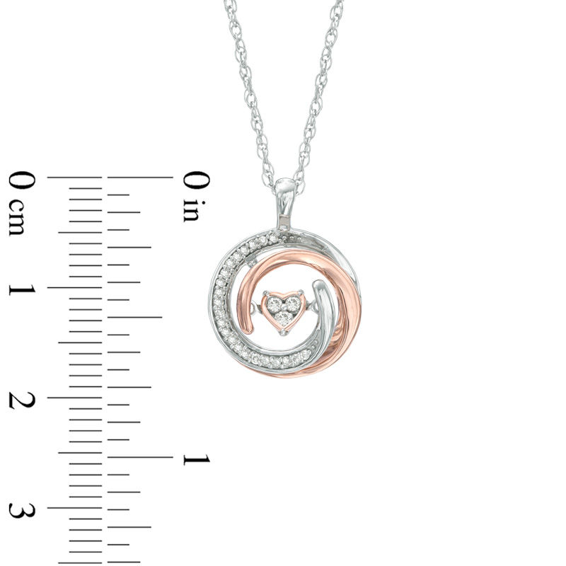Previously Owned - Unstoppable Love™ 0.10 CT. T.W. Diamond Heart Whirl Pendant in Sterling Silver and 10K Rose Gold