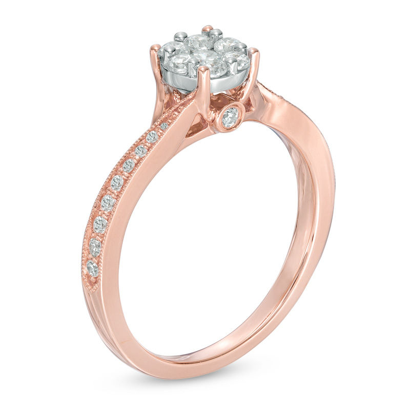 Previously Owned - 0.49 CT. T.W. Composite Diamond Twist Shank Engagement Ring in 10K Rose Gold