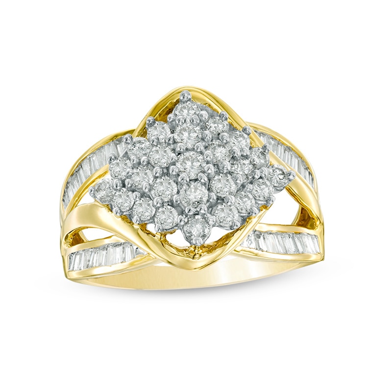 Previously Owned - 1.00 CT. T.W. Composite Diamond Bypass Split Shank Ring in 10K Gold
