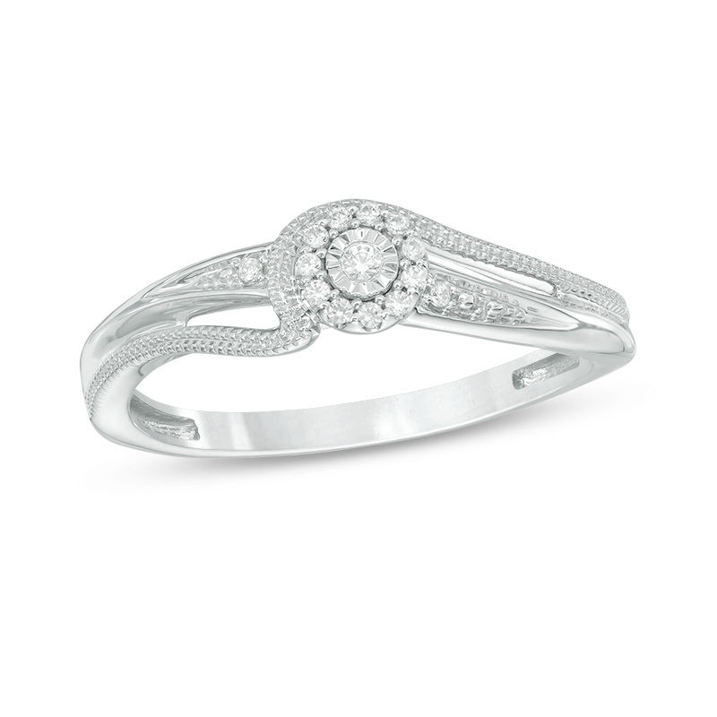 Previously Owned - Cherished Promise Collection™ 0.04 CT. T.W. Diamond Vintage-Style Promise Ring in Sterling Silver