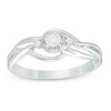 Thumbnail Image 0 of Previously Owned - 0.04 CT. T.W. Quad Princess-Cut Diamond Vintage-Style Promise Ring in Sterling Silver