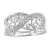 Thumbnail Image 2 of Previously Owned - 0.10 CT. T.W. Diamond Scroll Ring in Sterling Silver