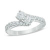 Thumbnail Image 1 of Previously Owned - Ever Us™ 0.75 CT. T.W. Two-Stone Diamond Bypass Ring in 14K White Gold