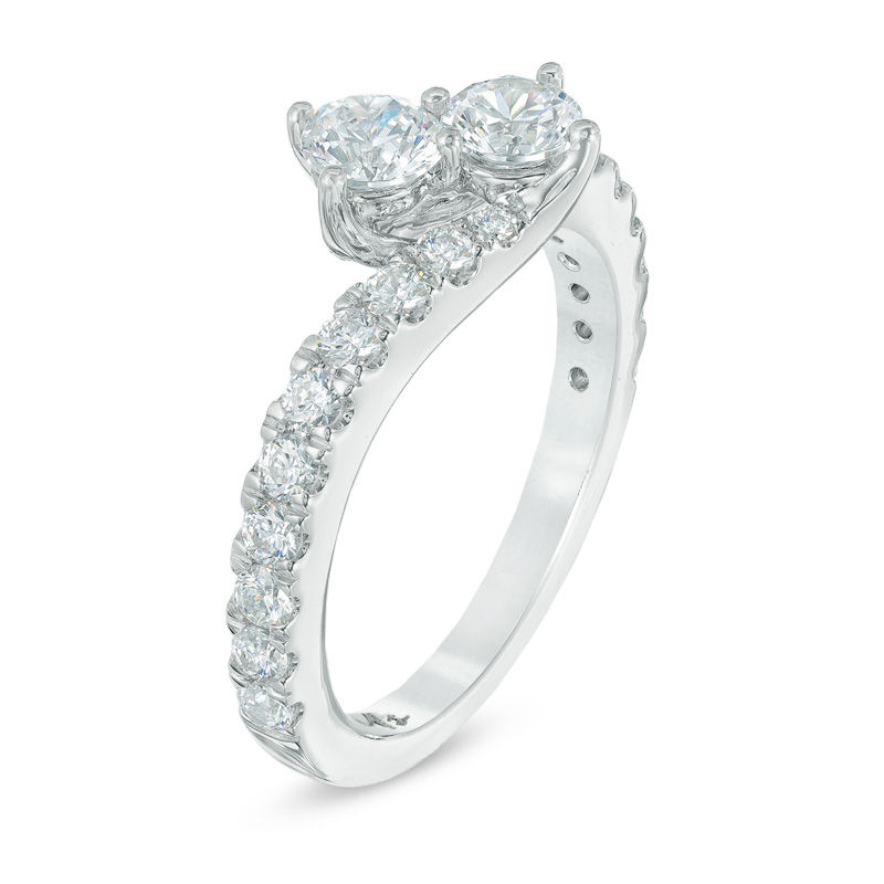 Main Image 3 of Previously Owned - Ever Us™ 0.75 CT. T.W. Two-Stone Diamond Bypass Ring in 14K White Gold