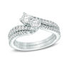 Thumbnail Image 4 of Previously Owned - Ever Us™ 0.75 CT. T.W. Two-Stone Diamond Bypass Ring in 14K White Gold