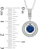 Previously Owned - Lab-Created Blue and White Sapphire Frame Pendant and Earrings Set in Sterling Silver