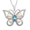 Thumbnail Image 0 of Previously Owned - Blue Topaz, Lab-Created Opal and White Sapphire Butterfly Pendant in Sterling Silver