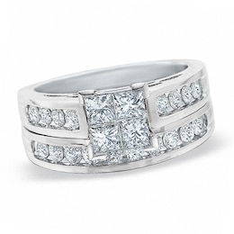 Previously Owned - 1.00 CT. T.W. Quad Princess-Cut Diamond Bridal Set in 14K White Gold