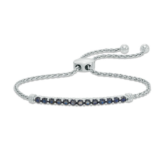 Peoples Previously Owned Black Spinel and Lab Created White Sapphire Bar Bolo Bracelet in Sterling Silver 9.0 Bayshore Shopping Centre