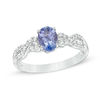 Thumbnail Image 0 of Previously Owned - Oval Tanzanite and Lab-Created White Sapphire Braid Ring in Sterling Silver