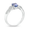 Thumbnail Image 1 of Previously Owned - Oval Tanzanite and Lab-Created White Sapphire Braid Ring in Sterling Silver