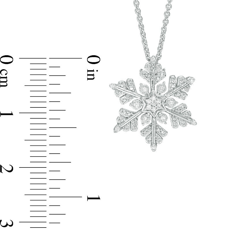 Main Image 2 of Previously Owned - 0.04 CT. T.W. Diamond Snowflake Pendant in Sterling Silver
