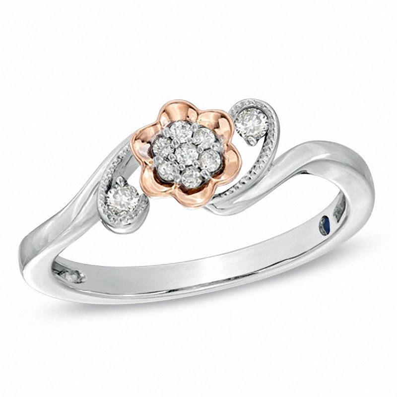 Main Image 1 of Previously Owned - Cherished Promise Collection™ Diamond Accent Flower Promise Ring in 10K Two-Tone Gold