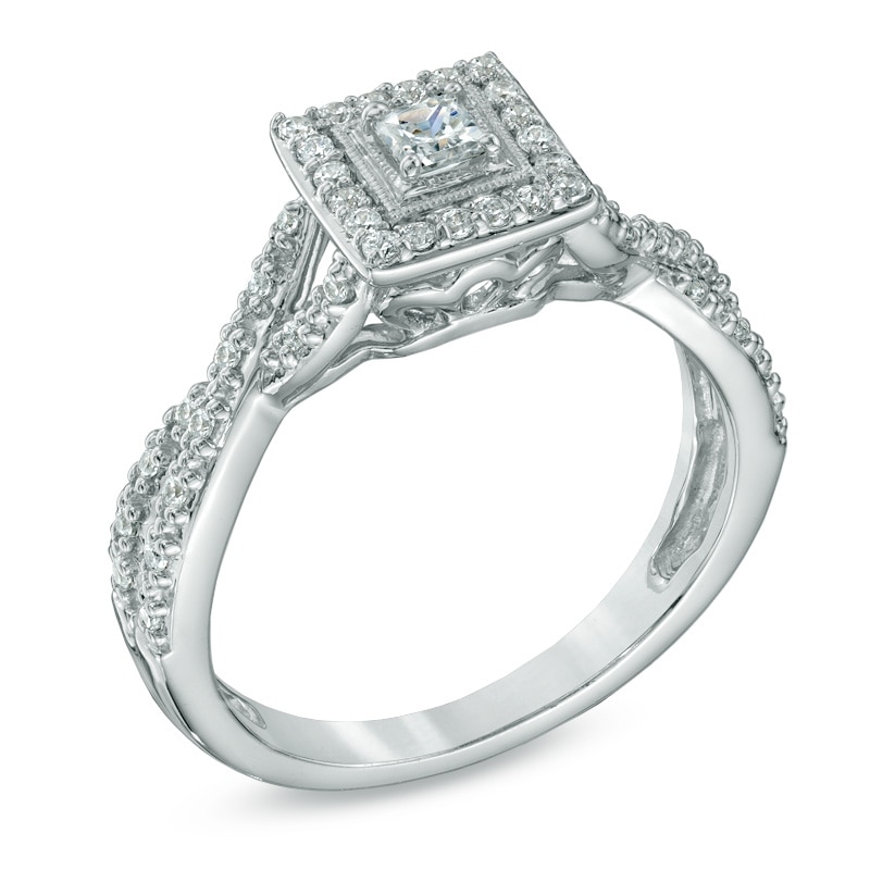 Previously Owned - 0.40 CT. T.W.  Princess-Cut Diamond Engagement Ring 14K White Gold (I/I1)